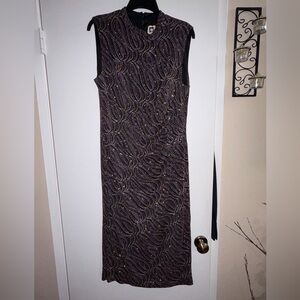 🖤 Anne Klein Beaded Sleeveless Midi Dress | Black & Bronze | Cocktail Evening 🖤